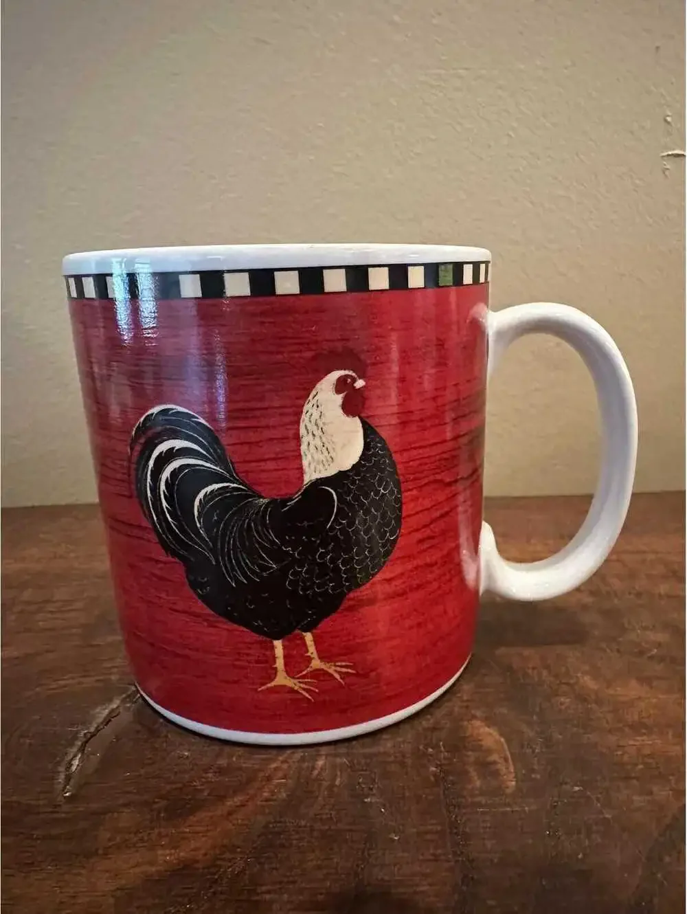 Vintage Sakura Oneida Country Quartet Warren Kimble Rooster 12oz Red Mug